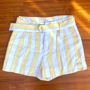FRAME Striped Linen Belted Shorts; Sz. 4